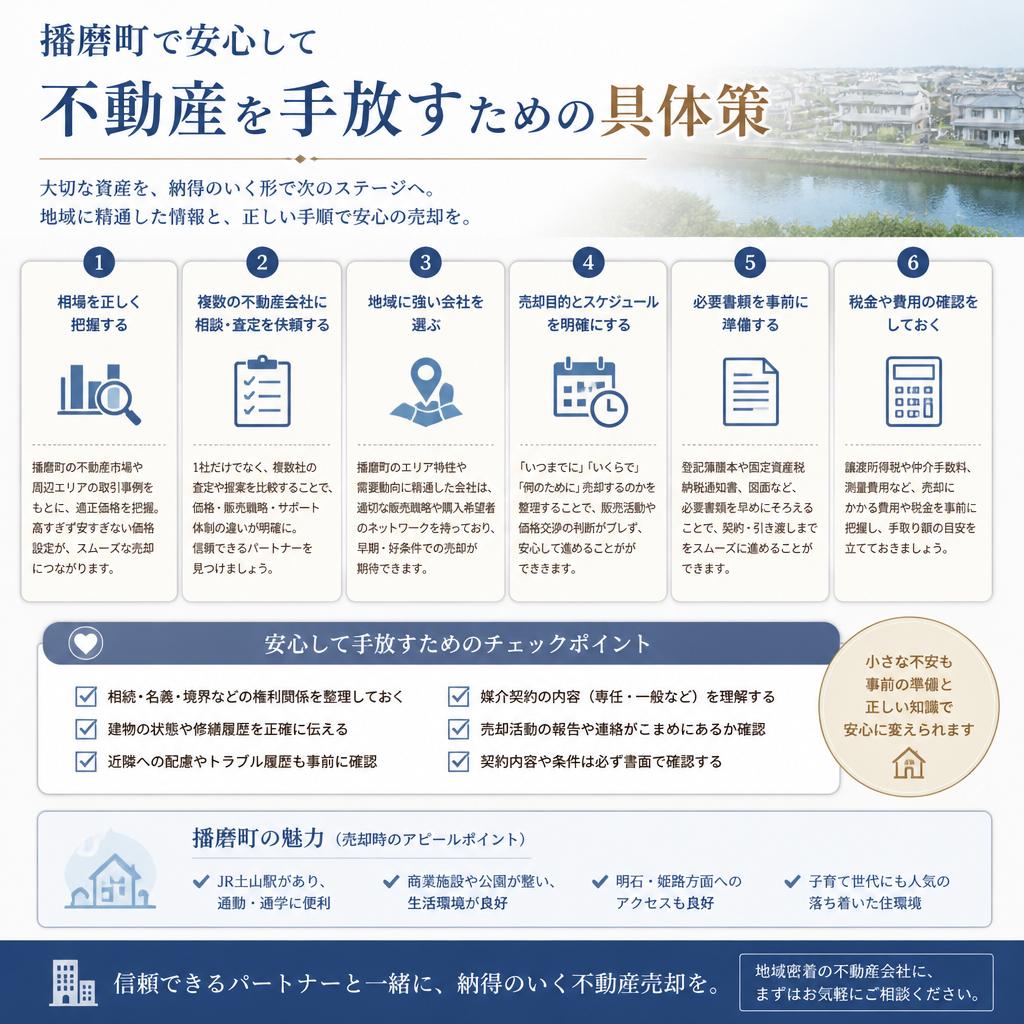 播磨町で安心して不動産を手放すための具体策5選　|加古川市不動産売却買取相談センター
