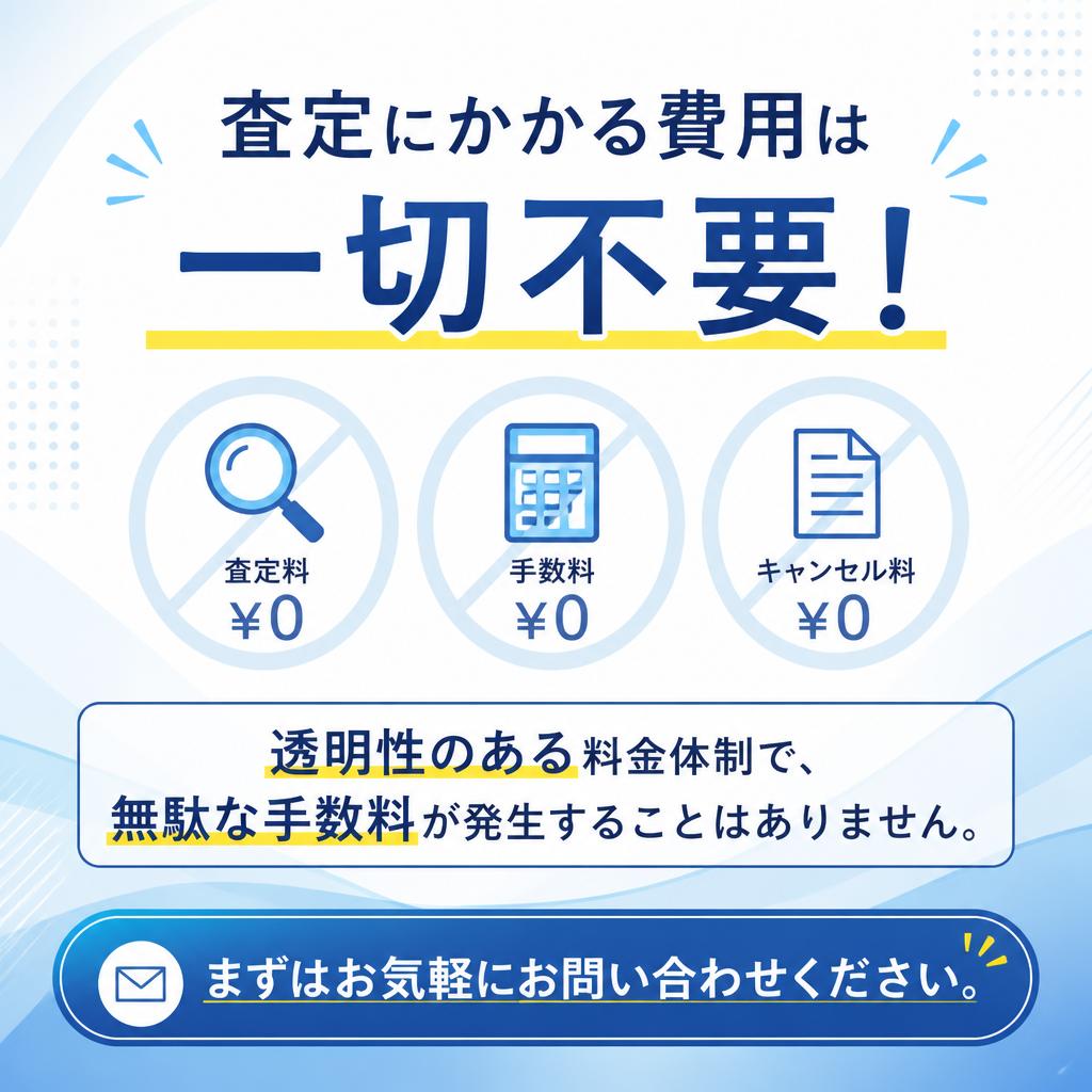手数料がかからない、安心の無料査定