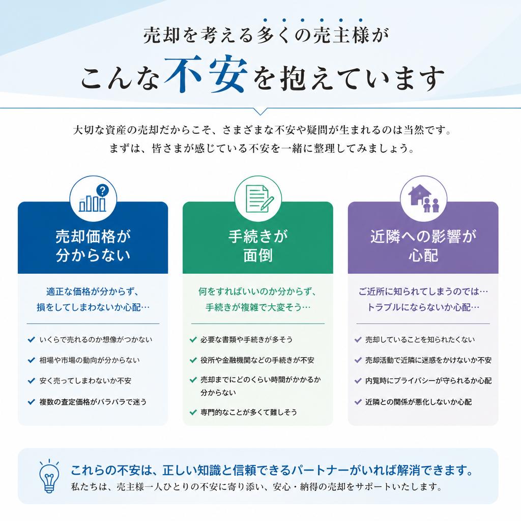 2. 地元の売主様が抱える3つの不安とは？
