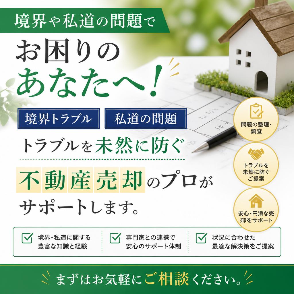 加古川市の境界が分からない土地や「私道」に面した古い家は売却・買取できる？トラブルを防ぐ解決策|加古川市不動産売却買取相談センター