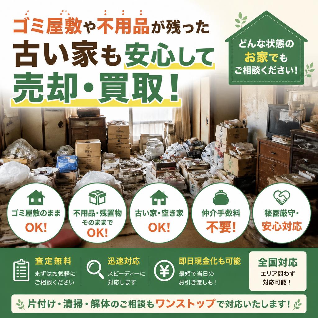 加古川市のゴミ屋敷や不用品が残った古い家も安心して売却・買取！|加古川市不動産売却買取相談センター