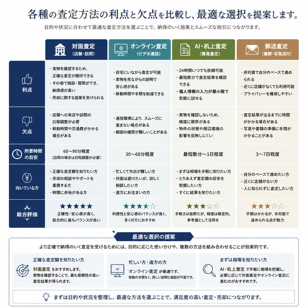 査定方法の種類と特徴