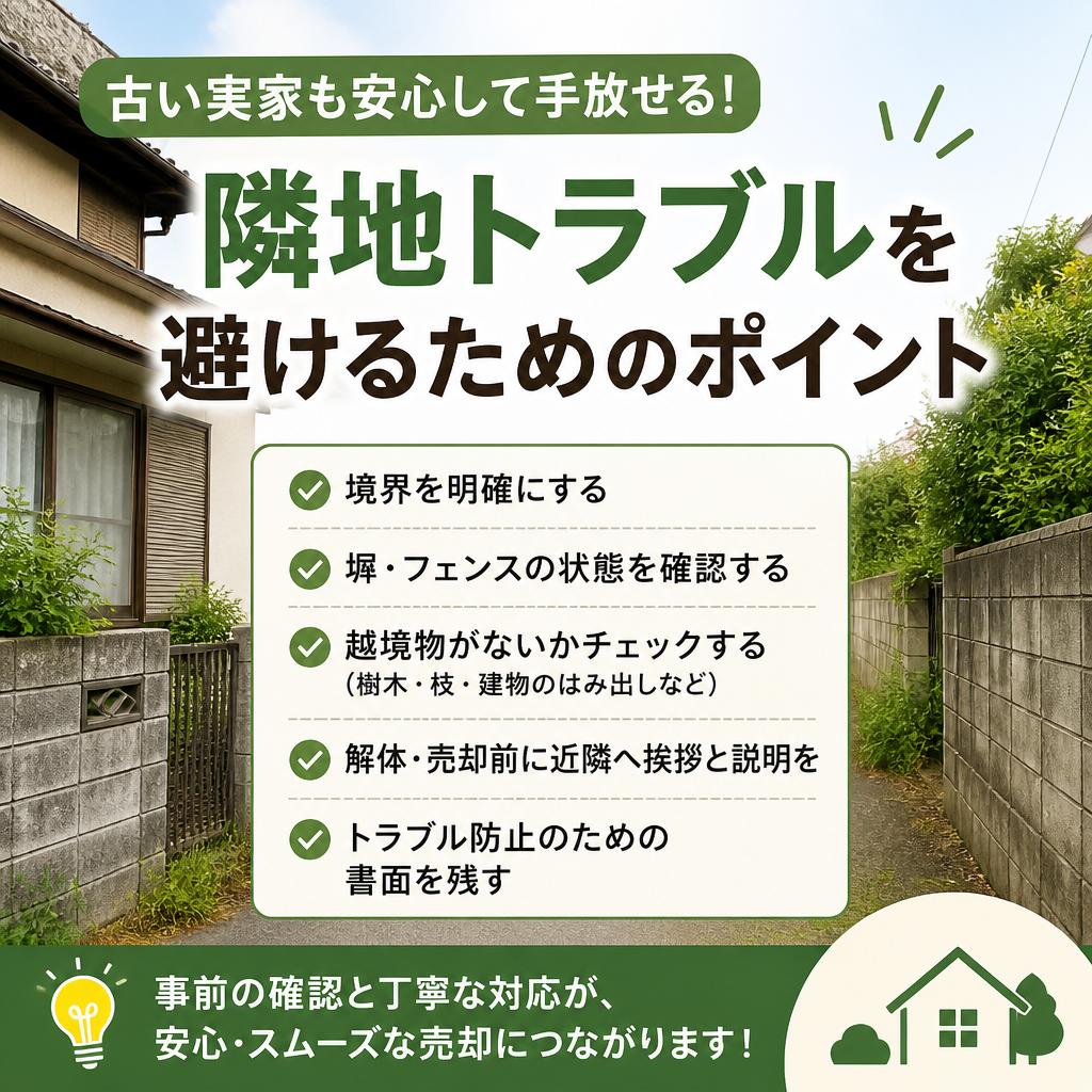 古い実家も安心して手放せる！隣地トラブルを避けるためのポイント