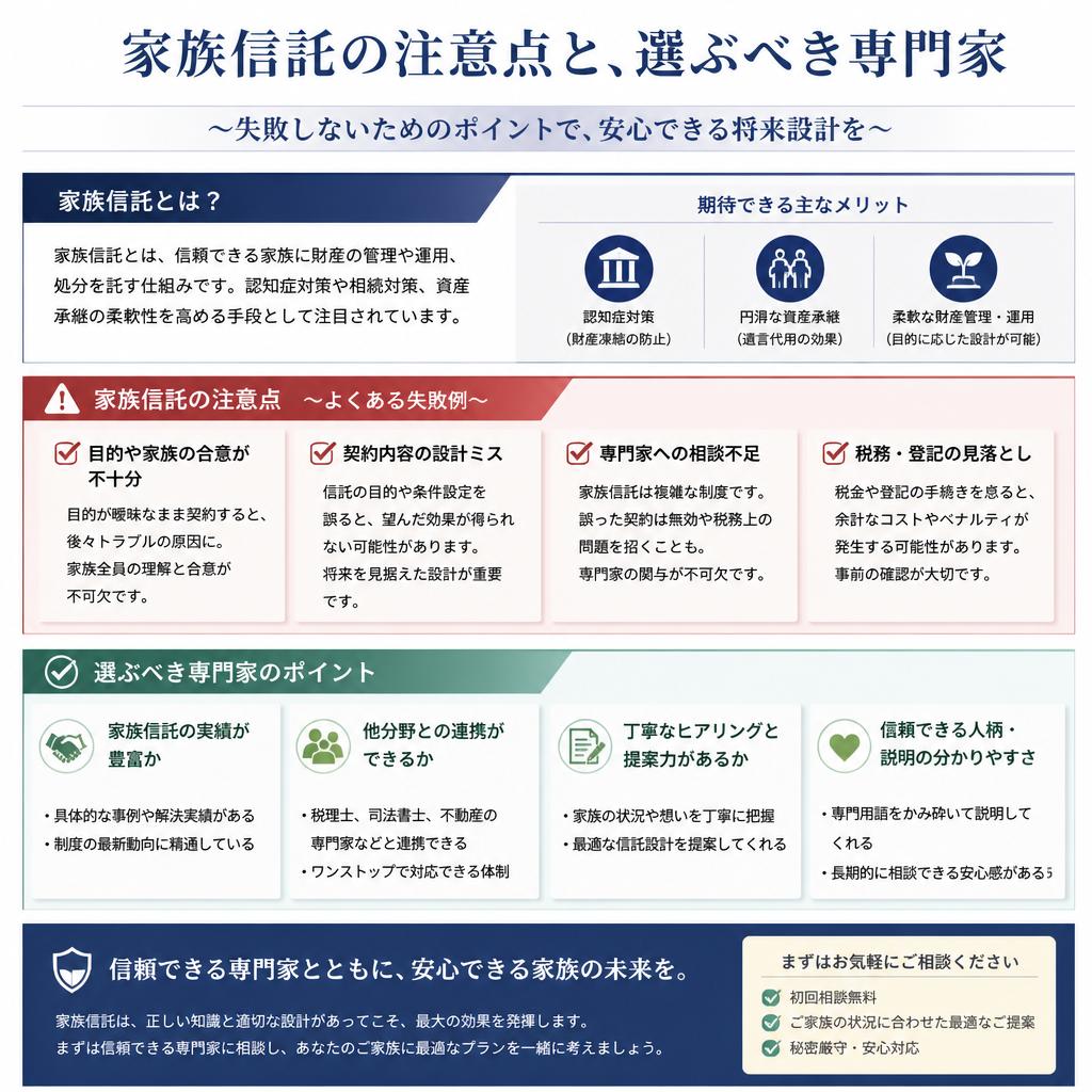 家族信託を取り入れる際の注意点