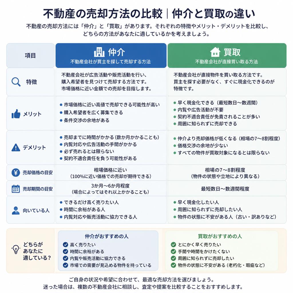 仲介と買取、どちらが得か?