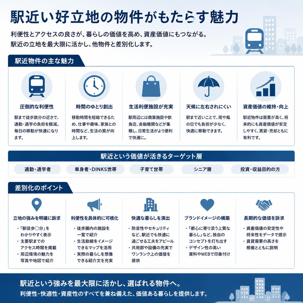 駅近物件のメリットを活かす