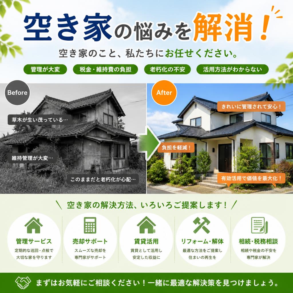 空き家の悩みを解消！宝殿駅近くでの安心査定と売買サーポートを提供|加古川市不動産売却買取相談センター