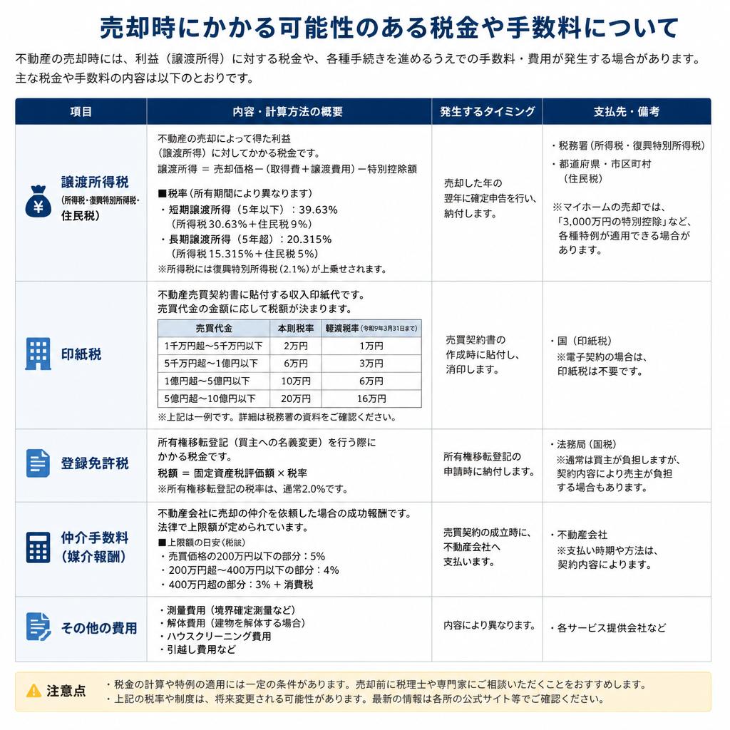 税金や手数料について