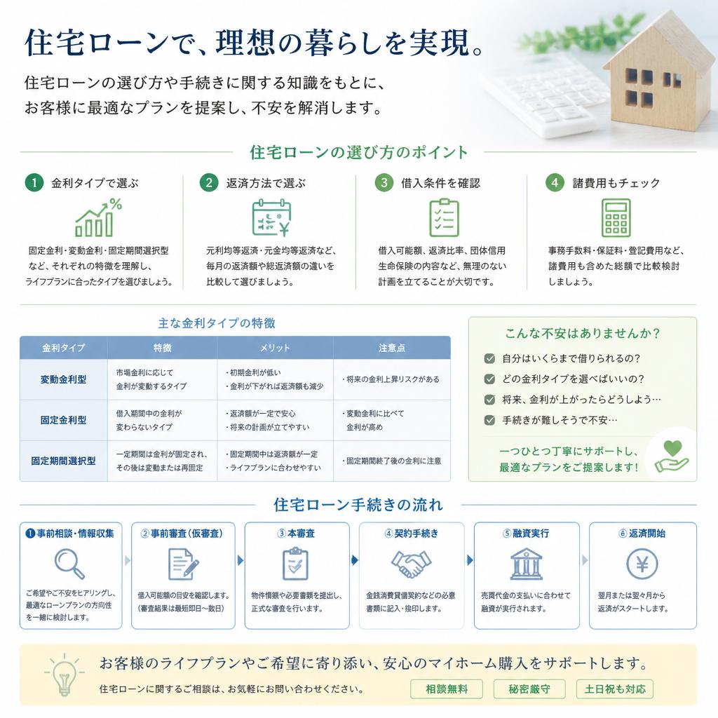 住宅ローンの不安を解消するサポート