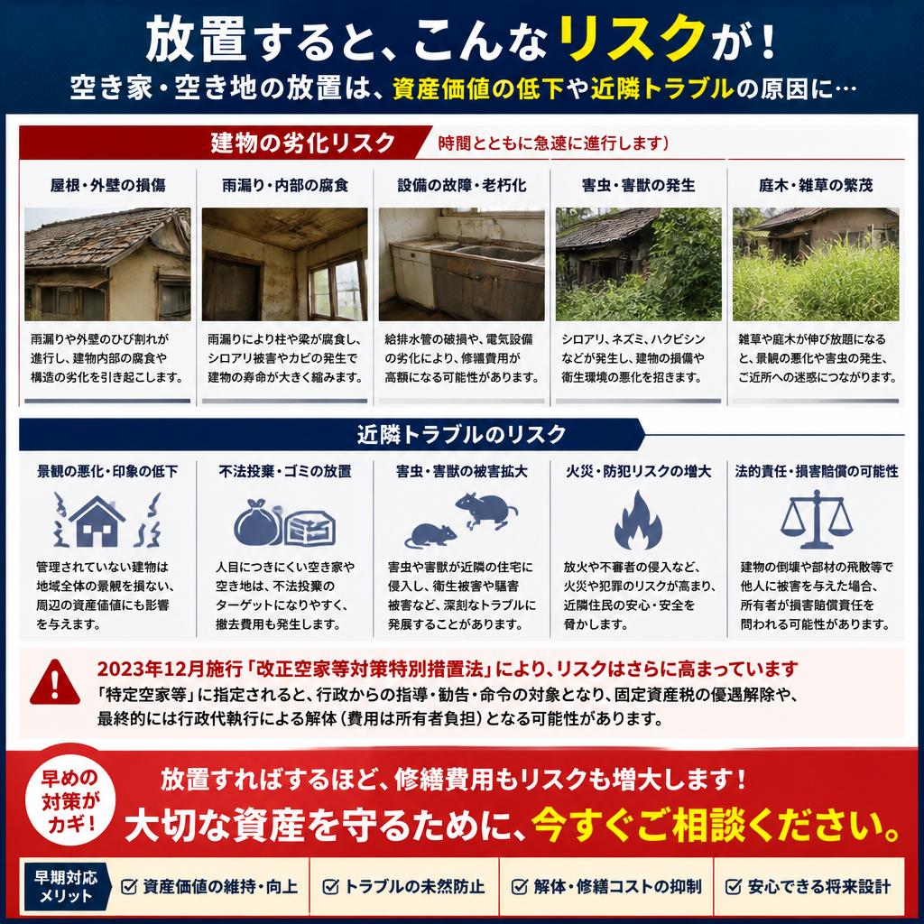 空き家を放置するリスクとは？