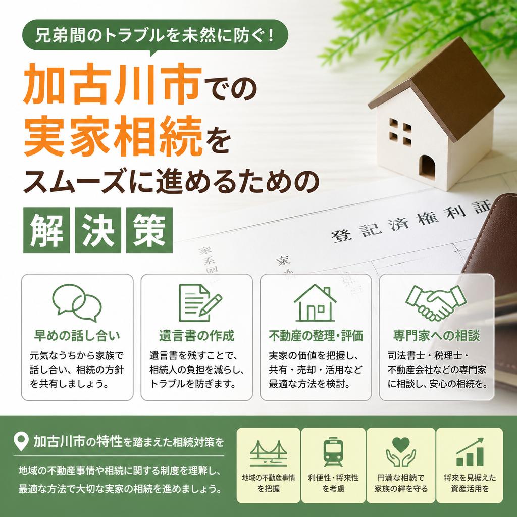 兄弟間のトラブルを未然に防ぐ！加古川市での実家相続をスムーズに進めるための解決策|加古川市不動産売却買取相談センター