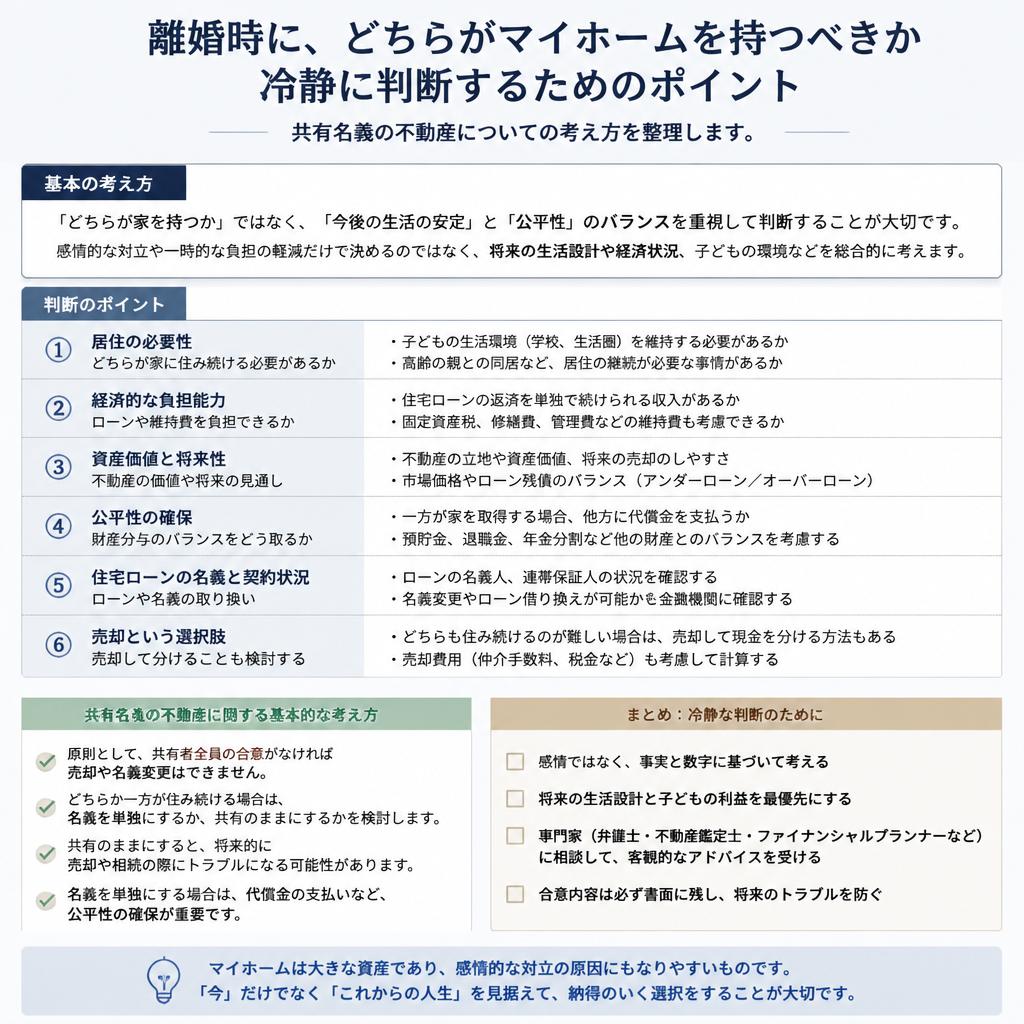 冷静に考える: どちらがマイホームを持つか