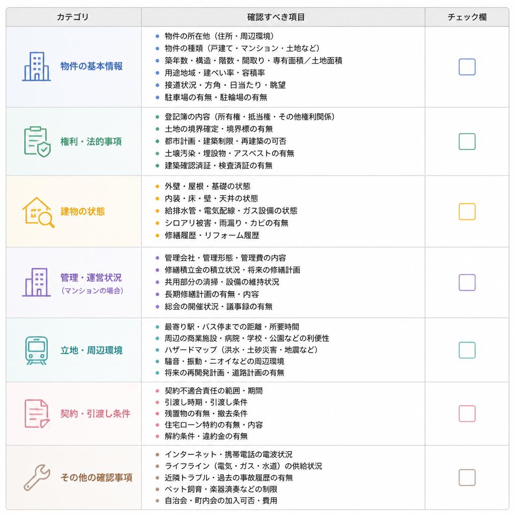 4. 確認すべき項目一覧